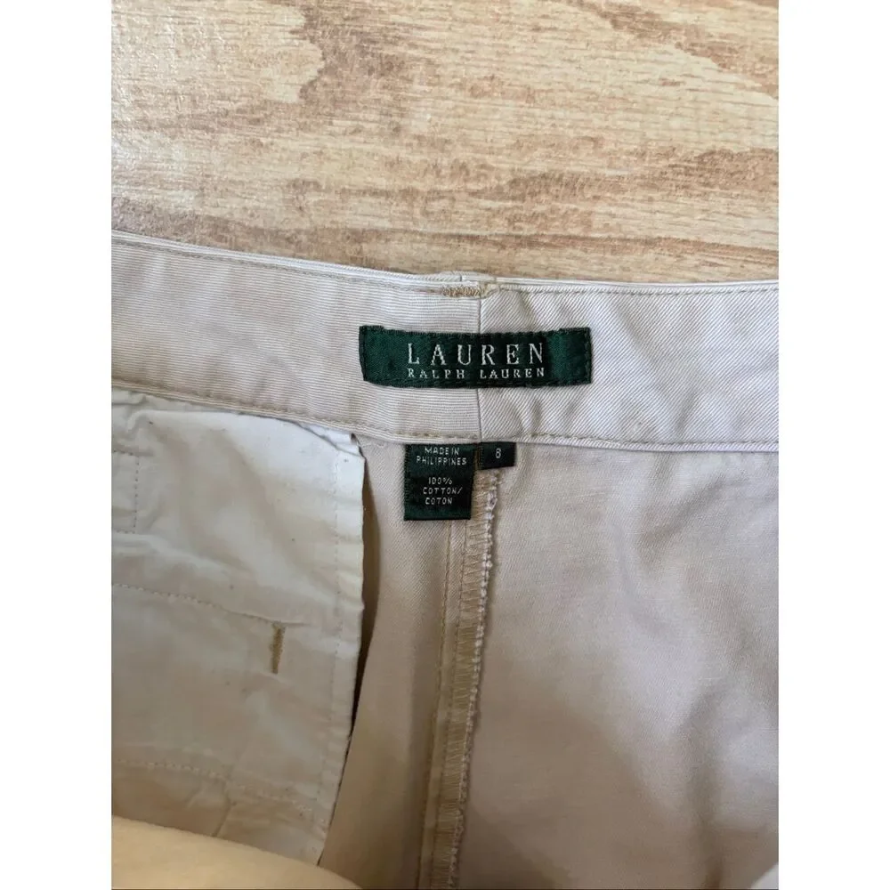 Lauren Ralph Lauren Cream Cotton Slacks Career Business Casual Pants Size 8